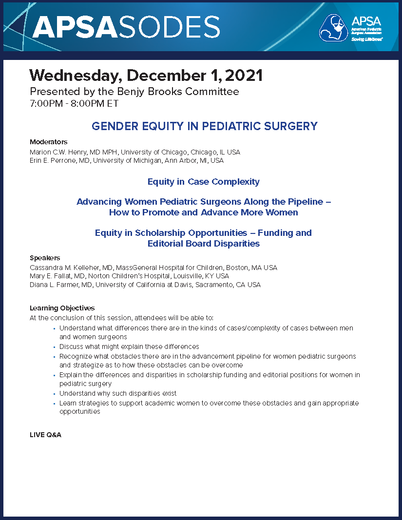 APSAsode Watch Live American Pediatric Surgical Association